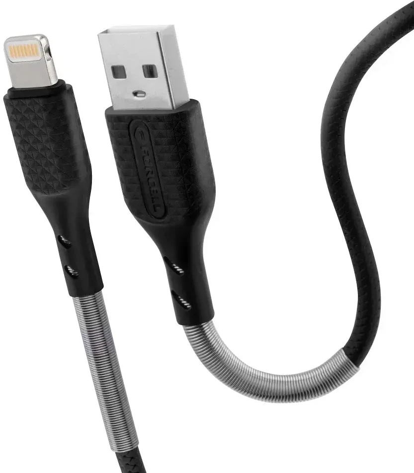 USB A tipo į „Lightning“ tipo laidas „Forcell F-Energy“ 2,4A 12W, anglies pluošto, 1 m, CB-01A, juodas