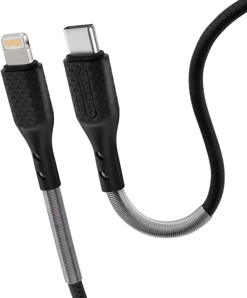 USB C - Lightning laidas Forcell F-Energy PD 3A 27W Carbon 1 m CB-01C juodas