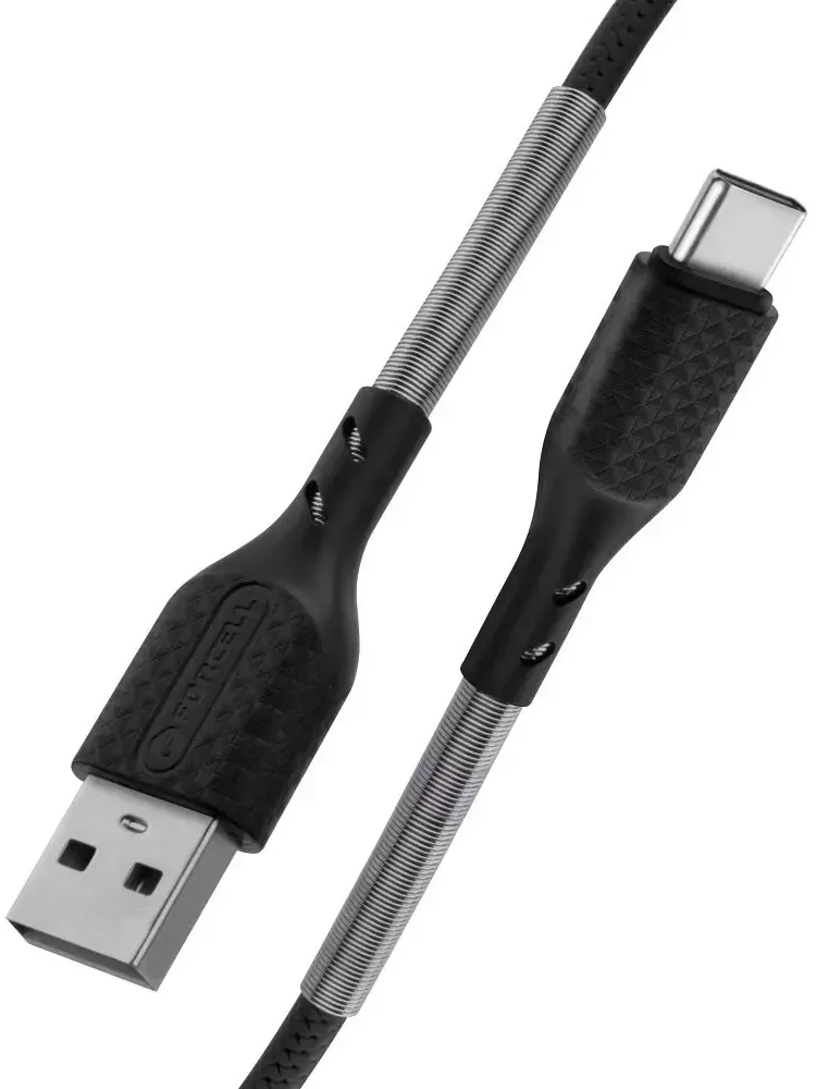 USB A į USB C laidas Forcell F-Energy QC4.0 5A 60W Carbon 1 m CB-02A juodas