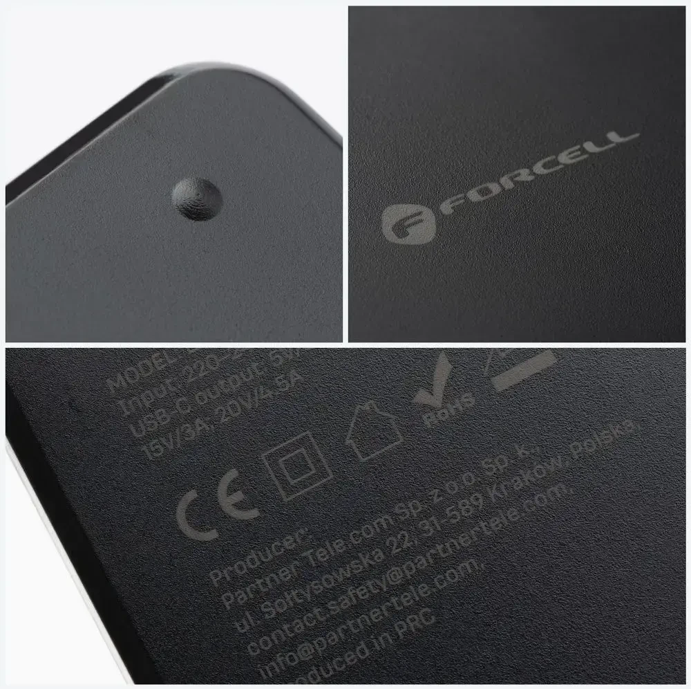 FORCELL F-ENERGY E856 universalus nešiojamojo kompiuterio įkroviklis 90W USB C + 6 adapteriai - juodas