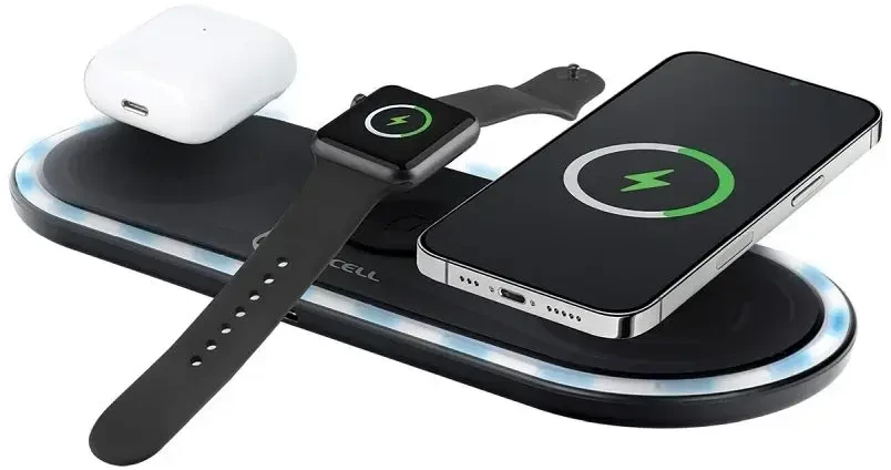 FORCELL F-ENERGY Ellipse belaidis įkroviklis 3in1 compatible with Apple Qi QC 15W juodas