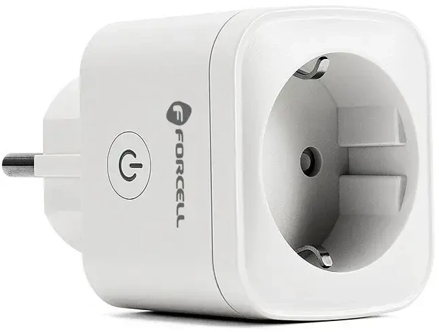 FORCELL F-ENERGY EU02 išmanusis kištukas 230V su WiFi, programuotoju ir Tuya/Amazon Alexa palaikymu - baltas