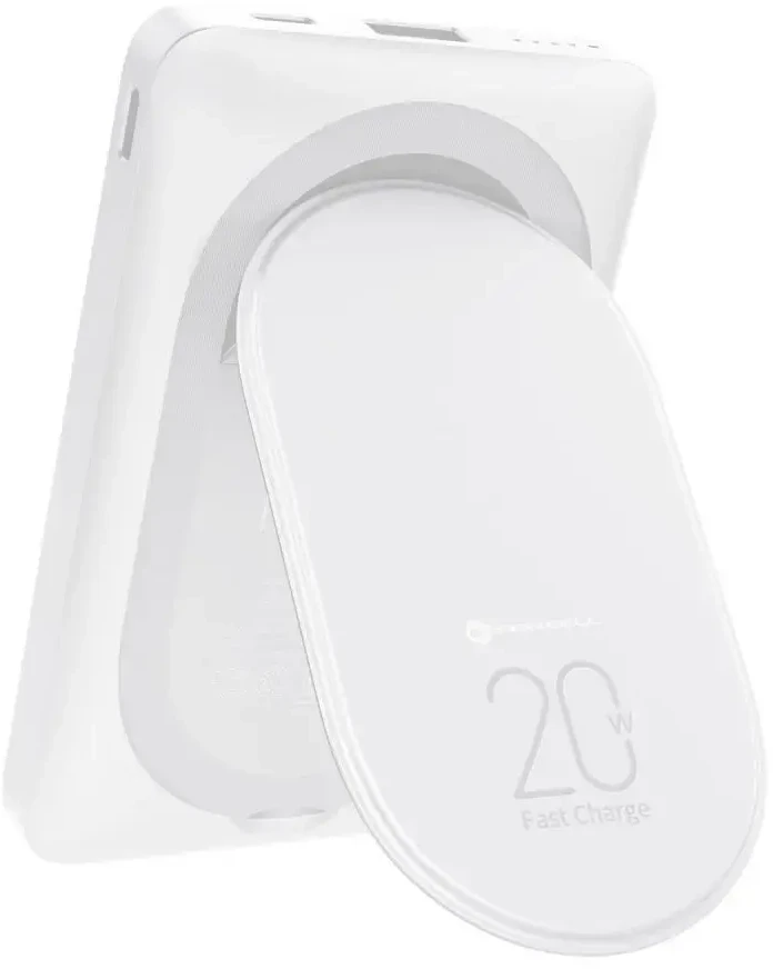 Nešiojamoji baterija, suderinama su „MagSafe Forcell F-Energy MagStand F10K2 QC3.0 PD 5A 20W 10000 mAh baltas“