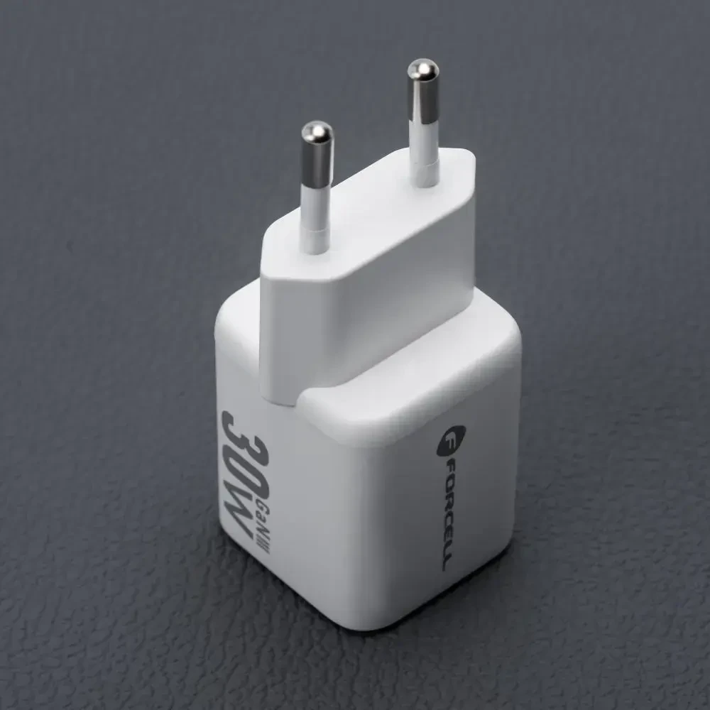Telefono įkroviklis Forcell F-Energy Mini GaN III USB C + USB A QC4.0 PD 30W VT-35 baltas 0INT