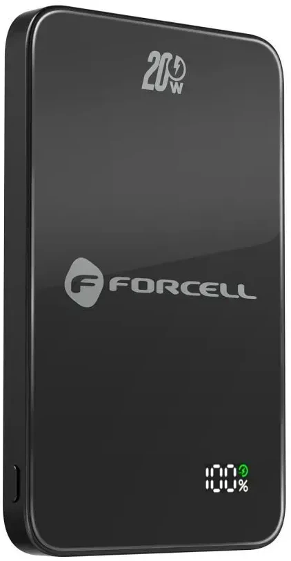 Powerbank compatible with MagSafe Forcell F-Energy SuperSlim F5K8 QC4.0 PD3.0 15W 5000 mAh juodas