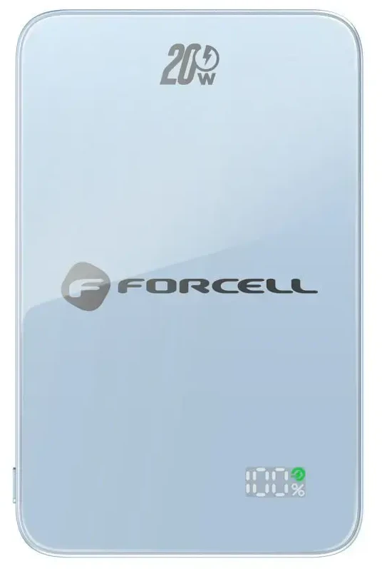 Powerbank compatible with MagSafe Forcell F-Energy SuperSlim F5K8 QC4.0 PD3.0 15W 5000 mAh mėlynas