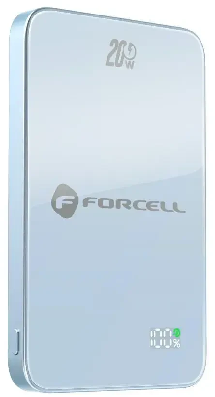 Powerbank compatible with MagSafe Forcell F-Energy SuperSlim F5K8 QC4.0 PD3.0 15W 5000 mAh mėlynas