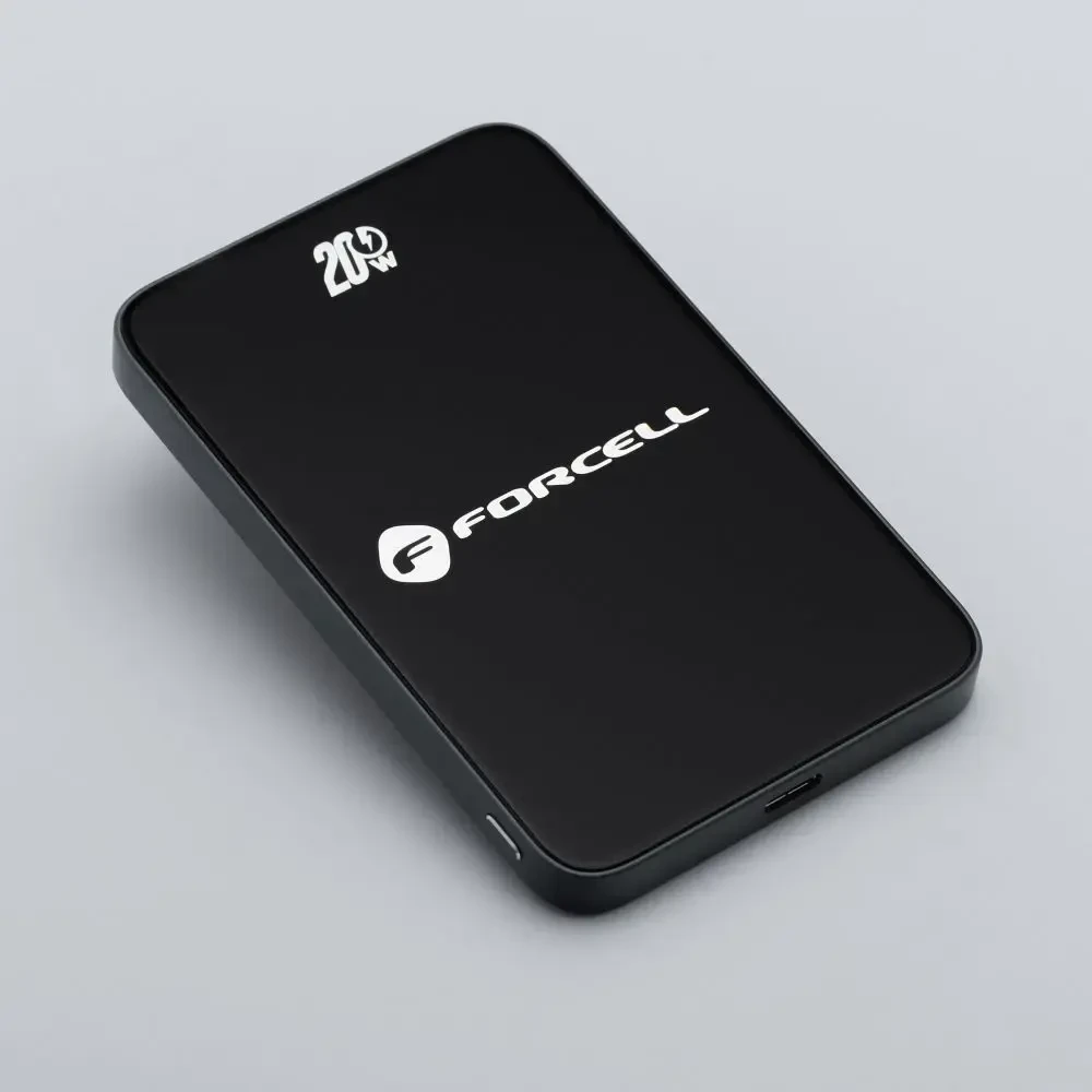 Powerbank compatible with MagSafe Forcell F-Energy SuperSlim F5K8 QC4.0 PD3.0 15W 5000 mAh juodas