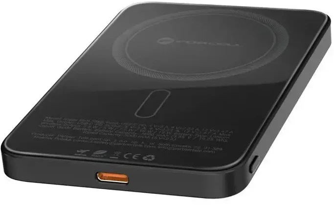 Powerbank compatible with MagSafe Forcell F-Energy SuperSlim F5K8 QC4.0 PD3.0 15W 5000 mAh juodas