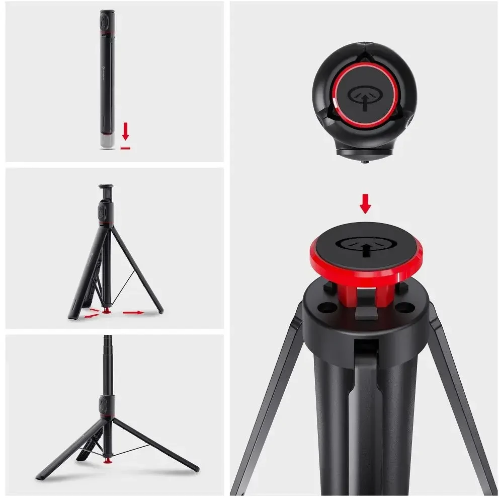 FORCELL F-GRIP F170XL automatinė asmenukių lazda su nuotolinio valdymo pultu, trikojis, juodas