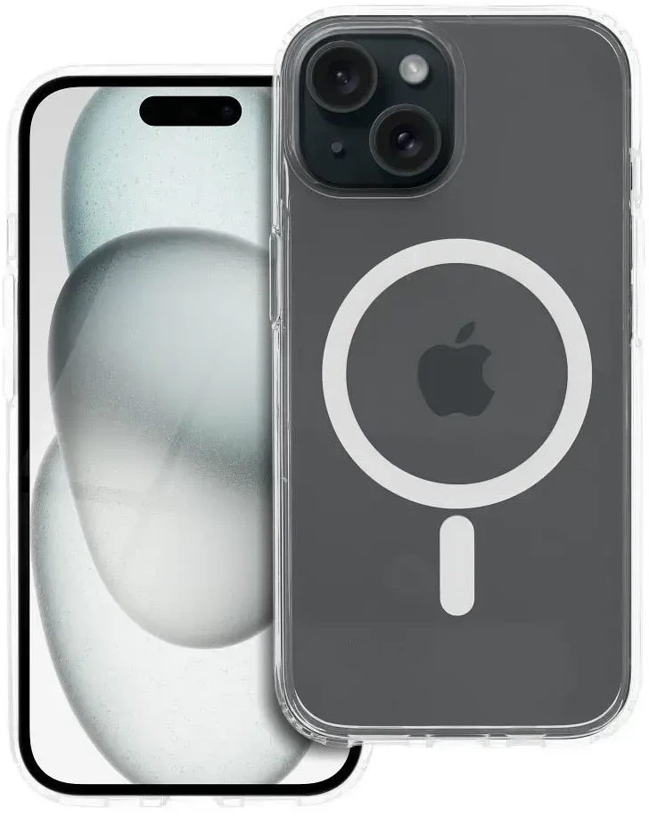 „iPhone 15 Forcell F-Protect Clear Hybrid Premium“ dėklas, suderinamas su „Magsafe“ permatomas