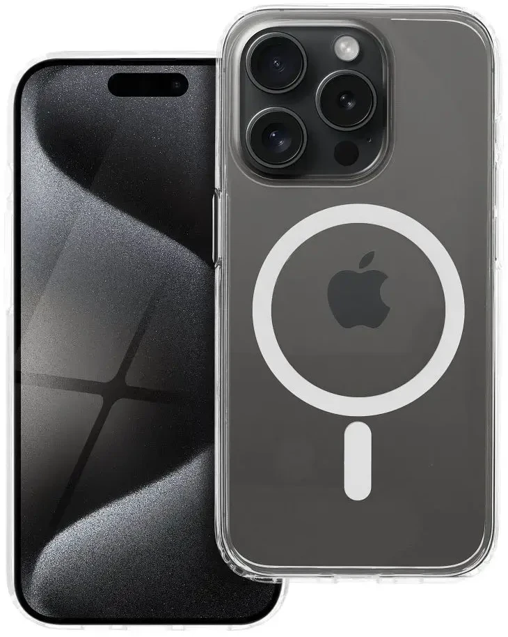 „iPhone 15 PRO Forcell F-Protect Clear Hybrid Premium“ dėklas, suderinamas su „Magsafe clear“