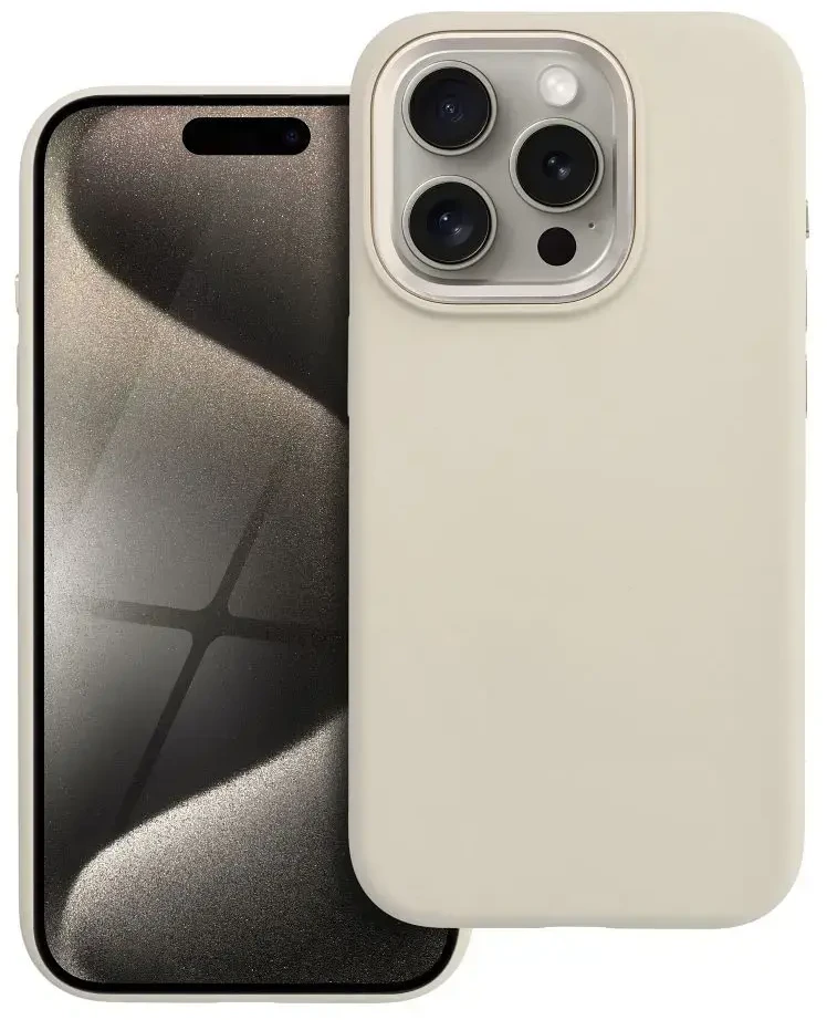 „iPhone 15 PRO“ dėklas „Forcell F-Protect Frame Premium“, suderinamas su „Magsafe“ antikvarinėmis baltomis juostelėmis.