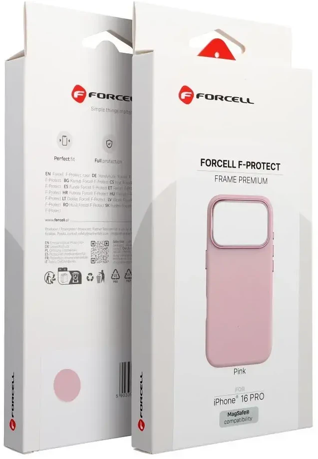„iPhone 16 PRO Forcell F-Protect Frame Premium“ dėklas, suderinamas su „Magsafe“, rožinis