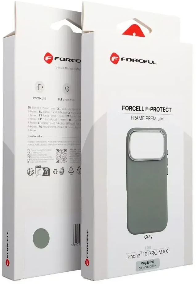 „iPhone 16 PRO MAX“ dėklas „Forcell F-Protect Frame Premium“, suderinamas su „Magsafe“ pilka spalva