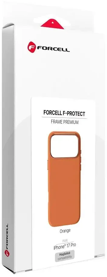 „iPhone 17 Pro / 18 Pro“ dėklas (žemas kameros kraštas), „Forcell F-Protect Frame Premium“, suderinamas su „Magsafe“, oranžinis