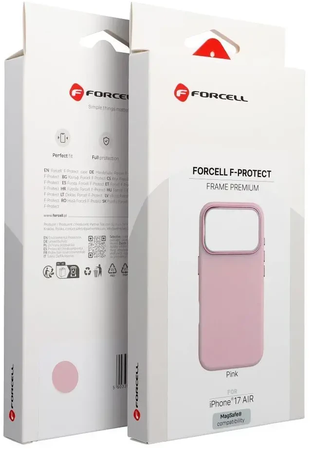 „iPhone 17 AIR“ dėklas „Forcell F-Protect Frame Premium“, suderinamas su „Magsafe“, rožinis