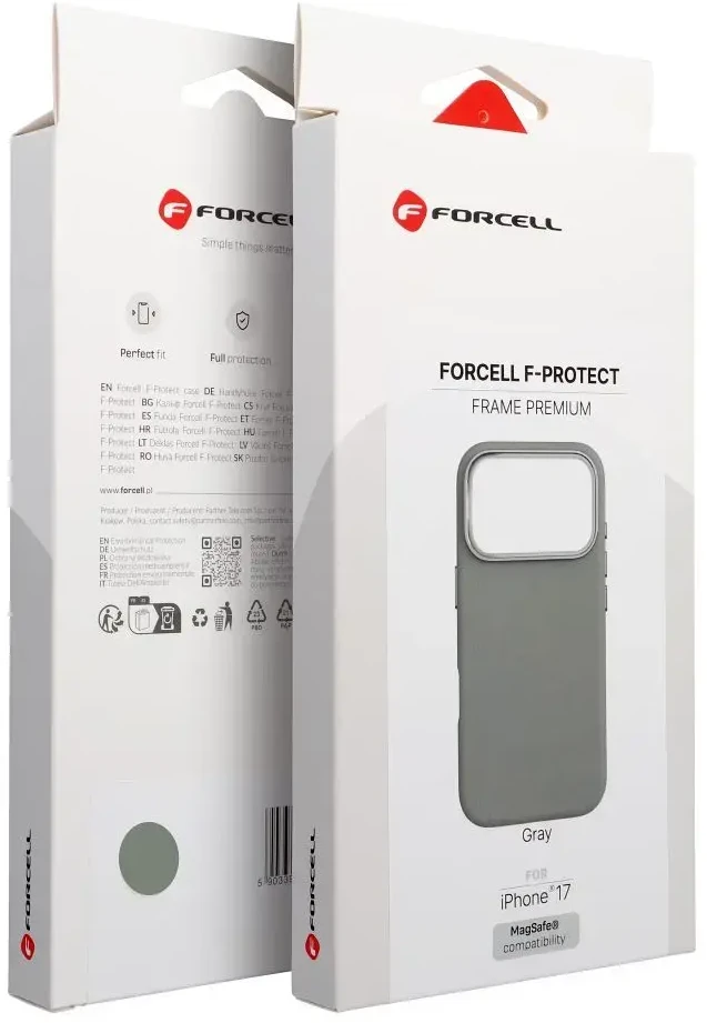 „iPhone 17 Forcell F-Protect Frame Premium“ dėklas, suderinamas su „Magsafe“ pilka spalva
