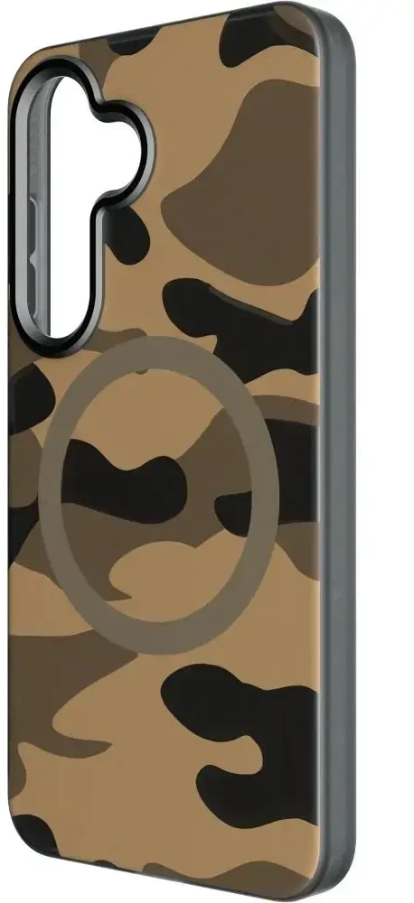 Dėklas FORCELL F-PROTECT lygiai su dvigubo sluoksnio 4D technologija, Military Drop-Test suderinamas su MagSafe skirtas Samsung Galaxy S25 desert camo