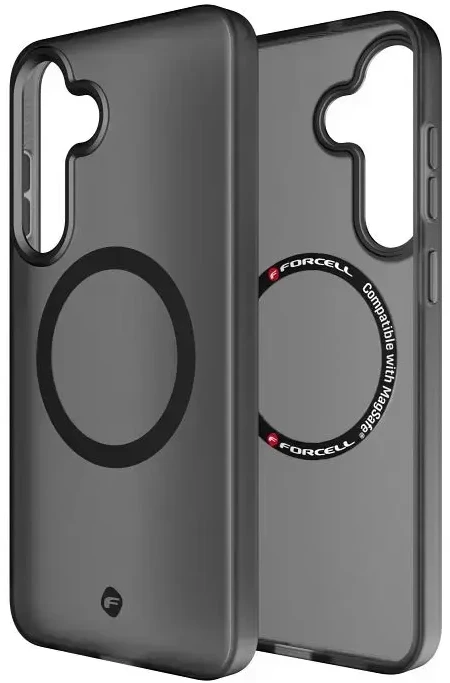 Dėklas FORCELL F-PROTECT lygiai su Dual Layer 4D technologija, suderinamas su kariniu kritimo testu skirtas Samsung Galaxy S25 PLUS dūminis juodos spalvos