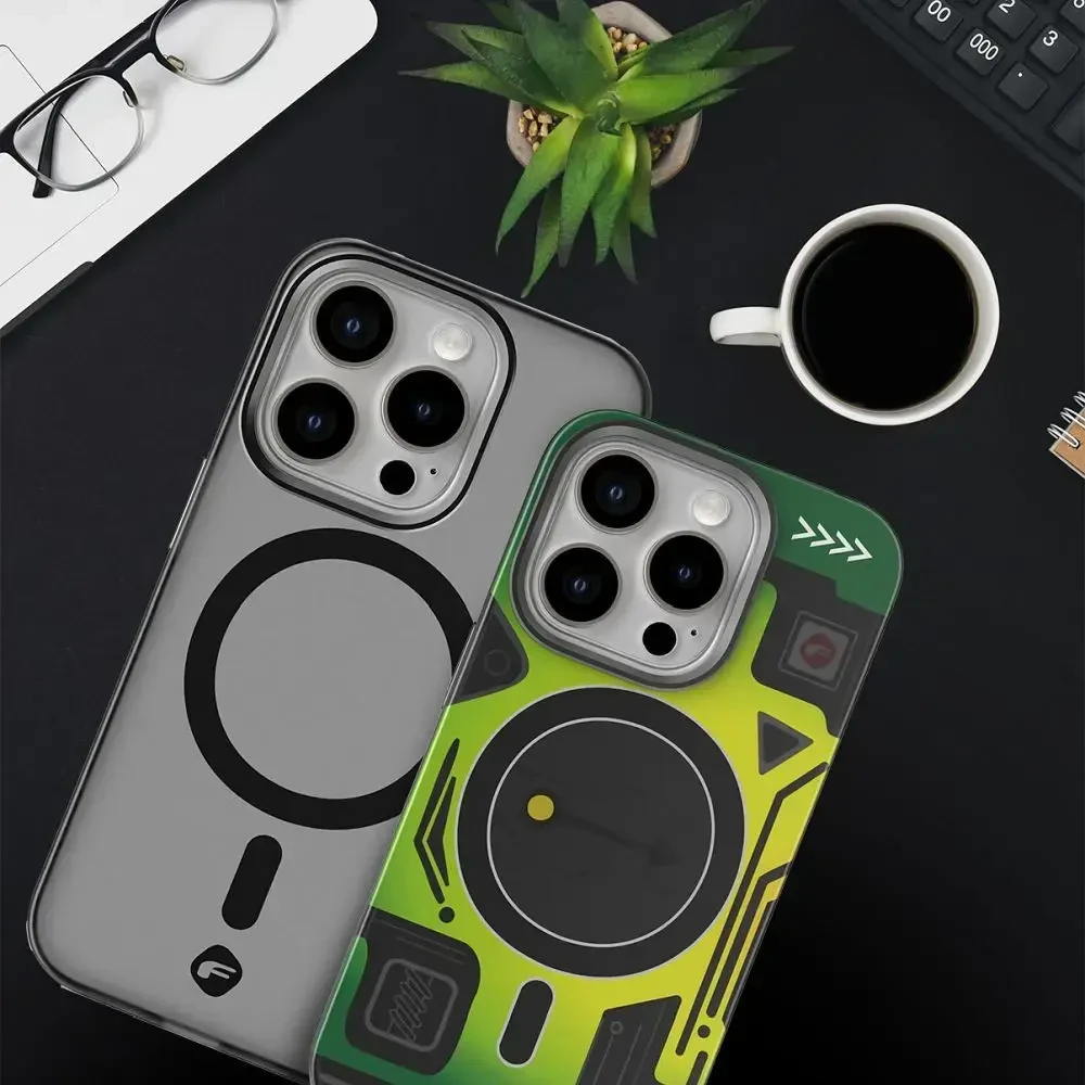 Dėklas FORCELL F-PROTECT Levels with Dual Layer 4D technology, Military Drop-Test suderinamas su MagSafe skirtas Samsung Galaxy S25 PLUS cyber žalios spalvos