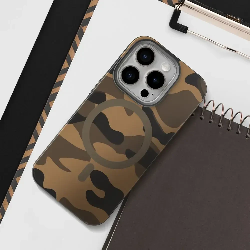 Dėklas FORCELL F-PROTECT lygiai su dviejų sluoksnių 4D technologija, Military Drop-Test suderinamas su MagSafe skirtas Samsung Galaxy S25 PLUS dykumos kameros