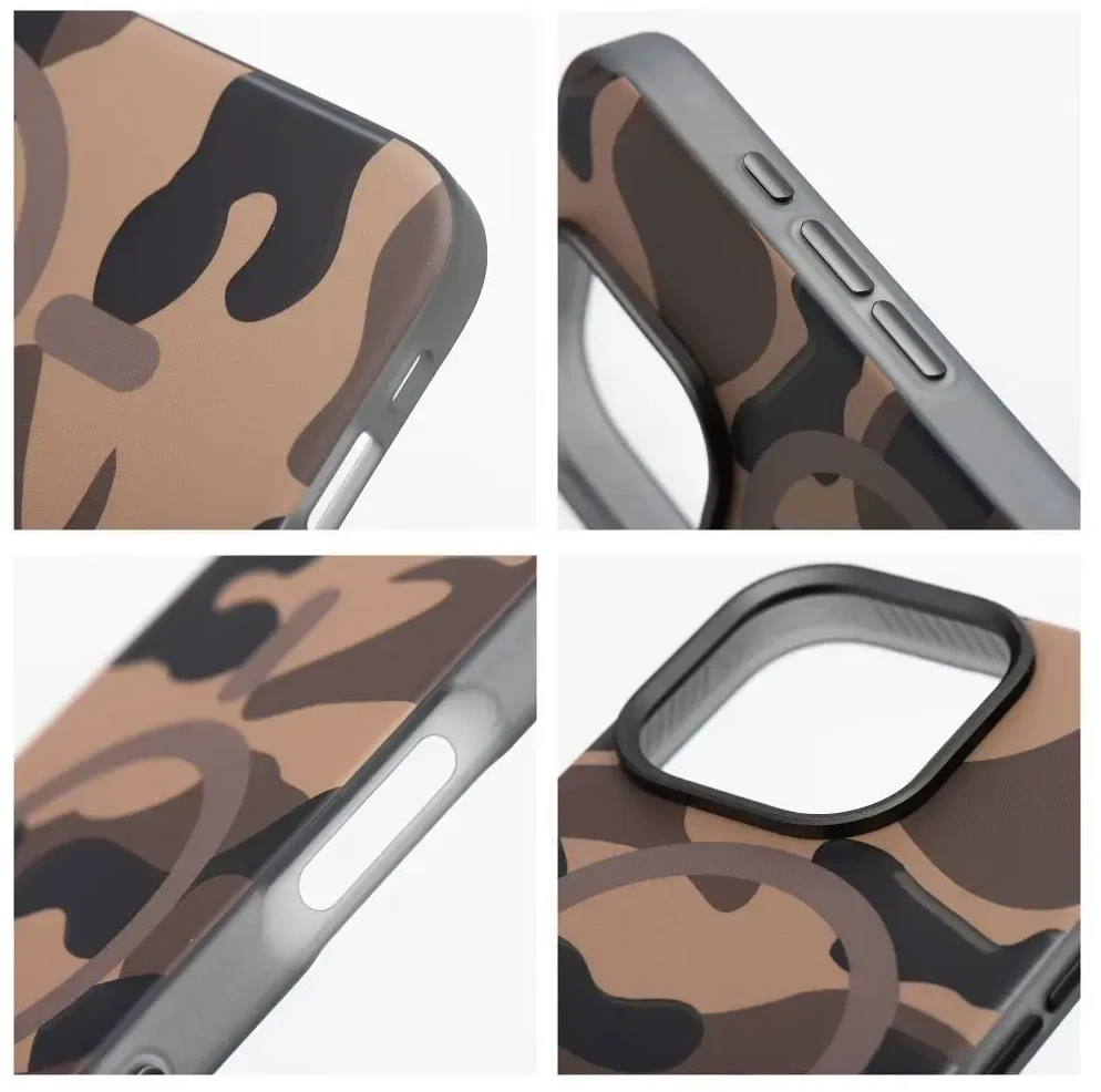 Dėklas FORCELL F-PROTECT lygiai su dvigubo sluoksnio 4D technologija, Military Drop-Test suderinamas su MagSafe skirtas Samsung Galaxy S25 desert camo