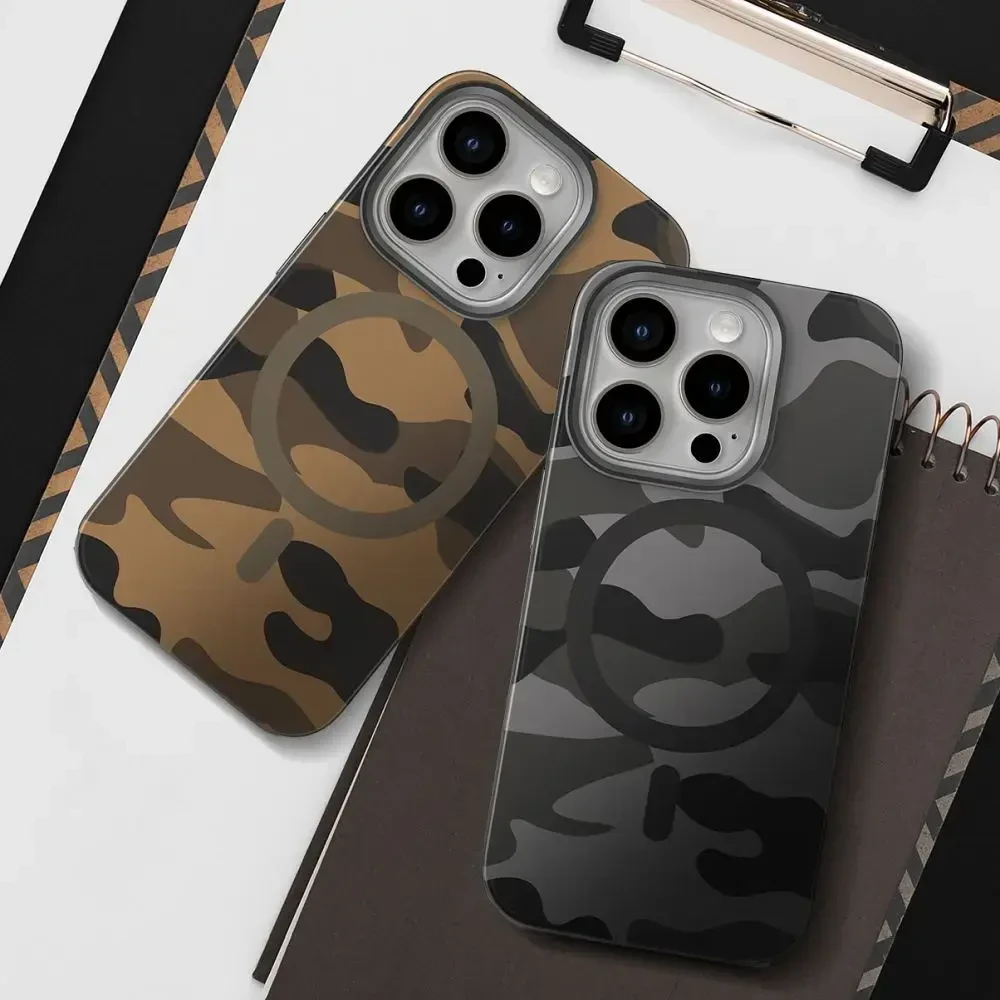 Dėklas FORCELL F-PROTECT lygiai su dvigubo sluoksnio 4D technologija, Military Drop-Test suderinamas su MagSafe skirtas Samsung Galaxy S25 desert camo
