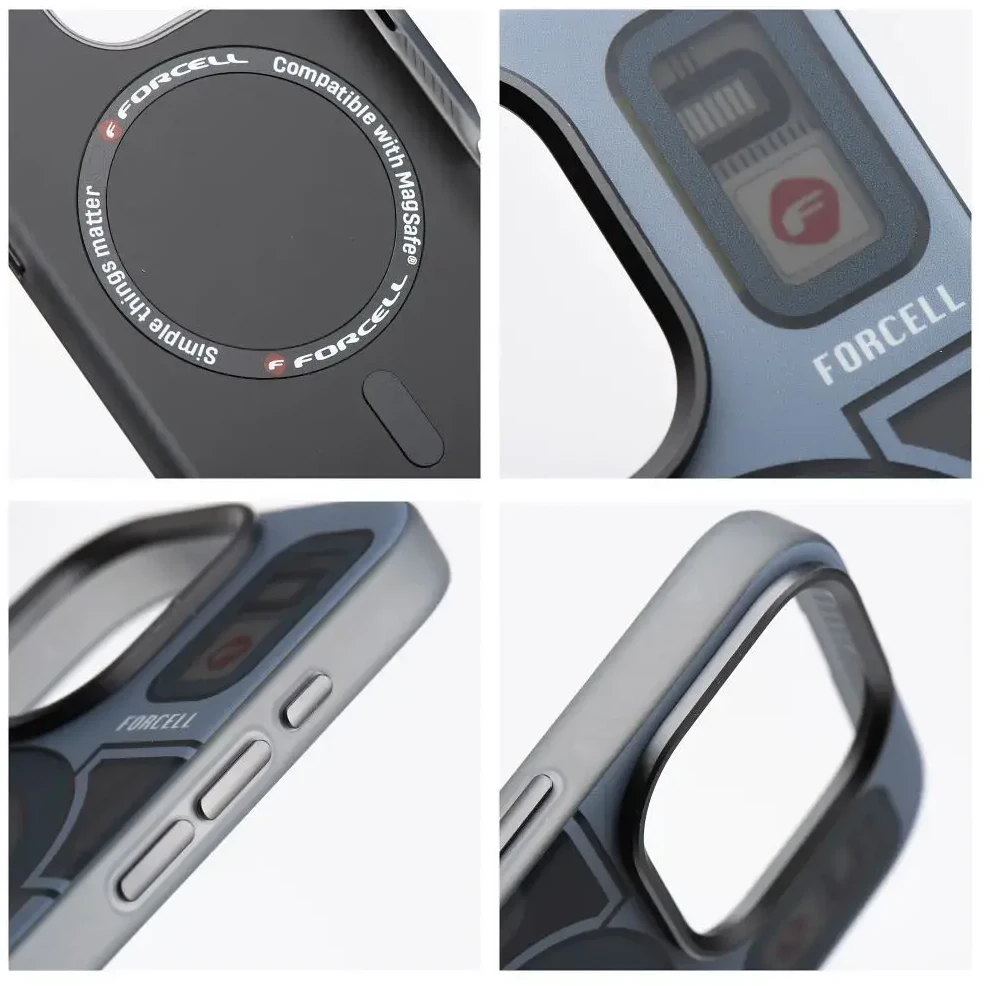 Dėklas FORCELL F-PROTECT lygiai su Dual Layer 4D technologija, Military Drop-Test suderinamas su MagSafe skirtas Samsung Galaxy S25 PLUS cyber pilkas