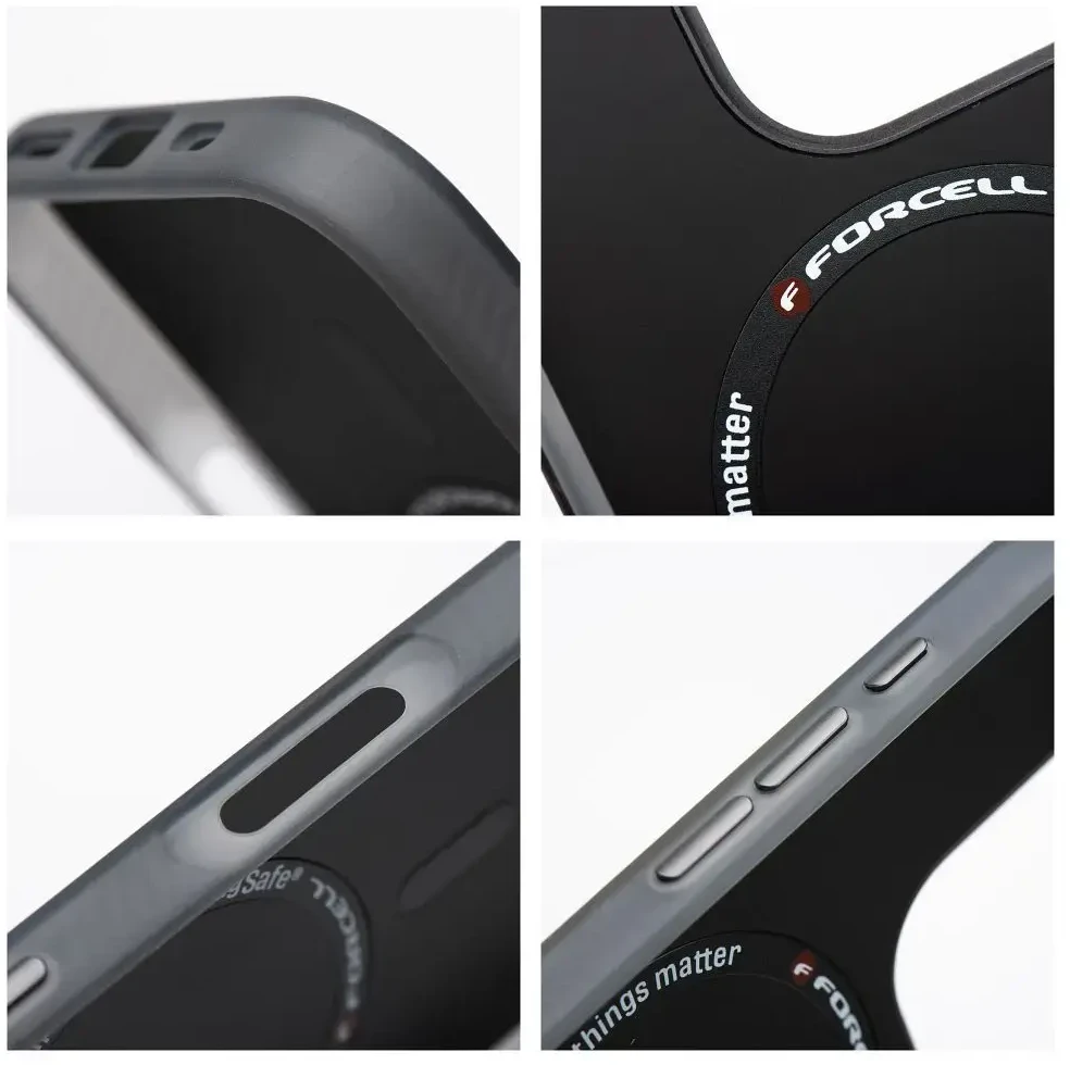 Dėklas FORCELL F-PROTECT lygiai su Dual Layer 4D technologija, Military Drop-Test suderinamas su MagSafe skirtas Samsung Galaxy S25 PLUS cyber pilkas