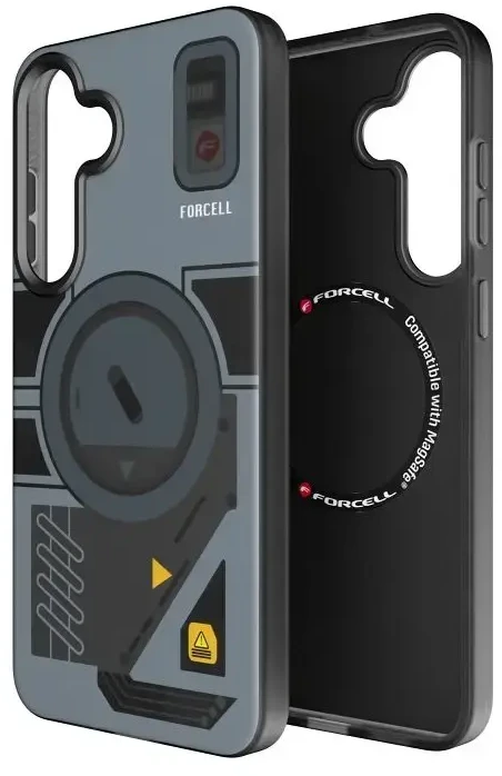 Dėklas FORCELL F-PROTECT lygiai su Dual Layer 4D technologija, Military Drop-Test suderinamas su MagSafe skirtas Samsung Galaxy S25 PLUS cyber pilkas