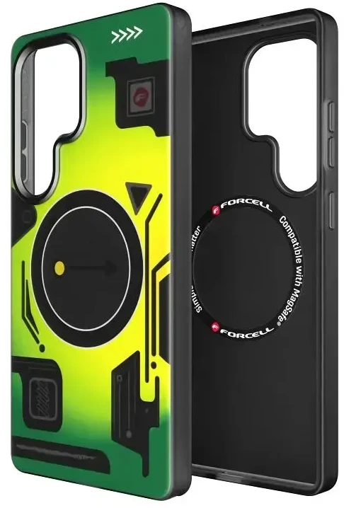 Dėklas FORCELL F-PROTECT Levels with Dual Layer 4D technology, Military Drop-Test suderinamas su MagSafe skirtas Samsung Galaxy S25 ULTRA cyber žalios spalvos
