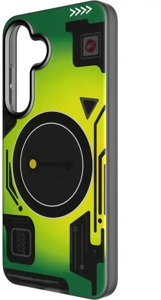 Dėklas FORCELL F-PROTECT Levels with Dual Layer 4D technology, Military Drop-Test suderinamas su MagSafe skirtas Samsung Galaxy S25 cyber žalios spalvos