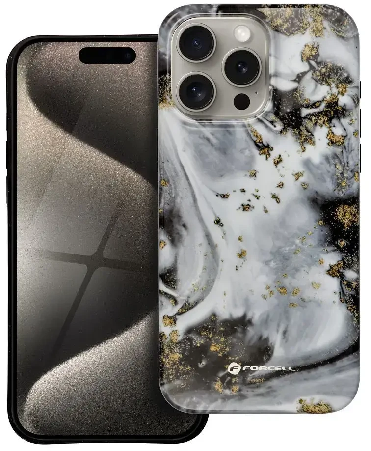„iPhone 15 PRO MAX“ dėklas „Forcell F-Protect Mirage“, suderinamas su kariniu kritimo testu, sidabrinis rūkas