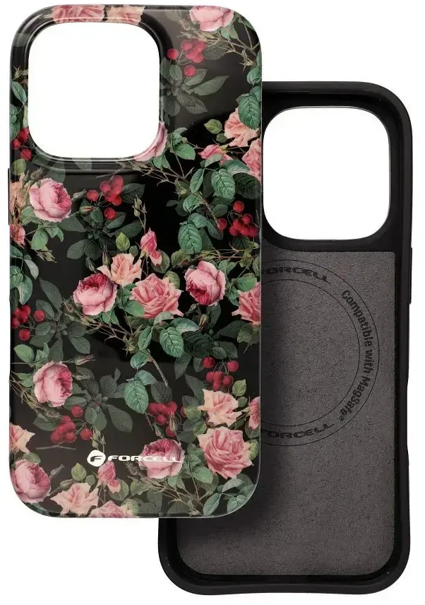 „iPhone 15 PRO Forcell F-Protect Mirage“ dėklas, suderinamas su kariniu kritimo testu, rožinis dramos efektas