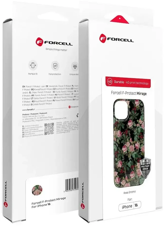 „iPhone 15 PRO Forcell F-Protect Mirage“ dėklas, suderinamas su kariniu kritimo testu, rožinis dramos efektas