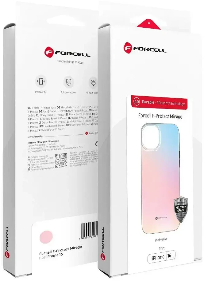 „iPhone 16 PLUS“ dėklas „Forcell F-Protect Mirage“, suderinamas su „Magsafe Military Drop-Test“ – mažas mėlynas