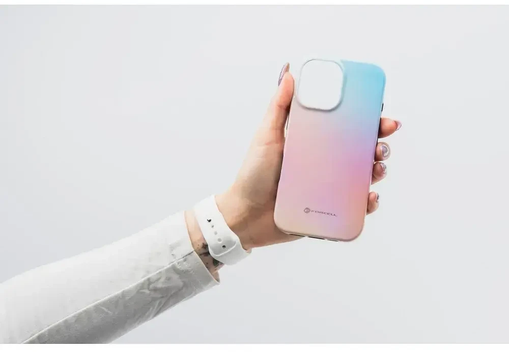 „iPhone 15 PRO MAX“ dėklas „Forcell F-Protect Mirage“, suderinamas su „Magsafe Military Drop-Test“ – mažas mėlynas