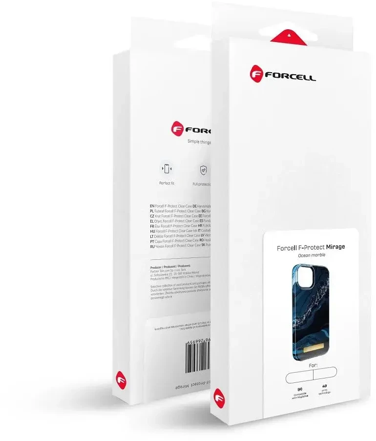 „iPhone 14 PLUS“ dėklas „Forcell F-Protect Mirage“, suderinamas su „Magsafe“ vandenyno marmuro spalvos