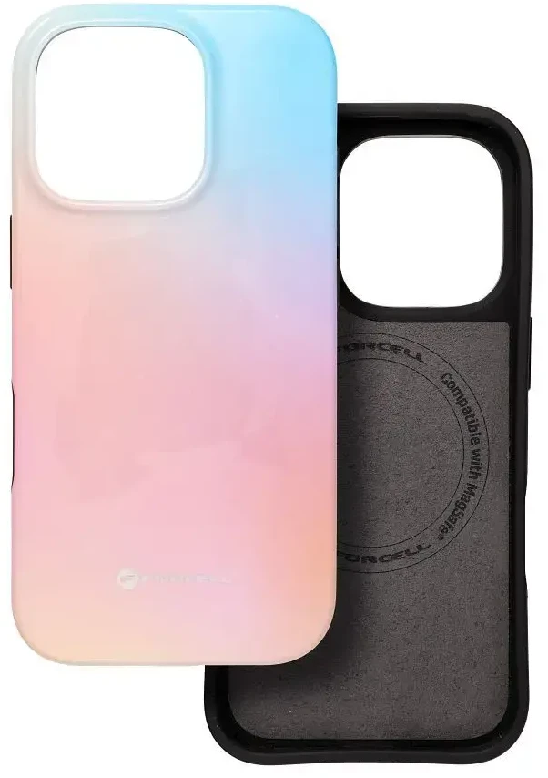 „iPhone 15 PRO MAX“ dėklas „Forcell F-Protect Mirage“, suderinamas su „Magsafe Military Drop-Test“ – mažas mėlynas