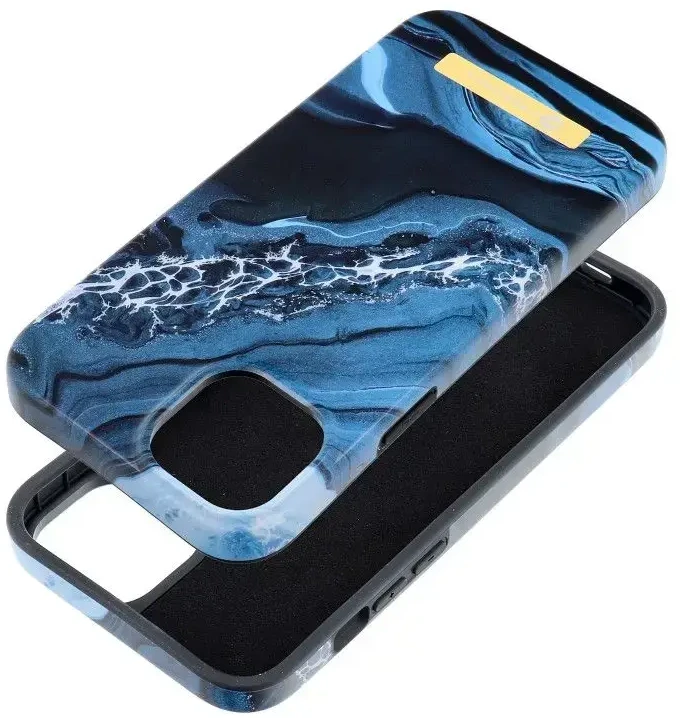 „iPhone 15 PLUS“ dėklas „Forcell F-Protect Mirage“, suderinamas su „Magsafe“ vandenyno marmuro spalvos