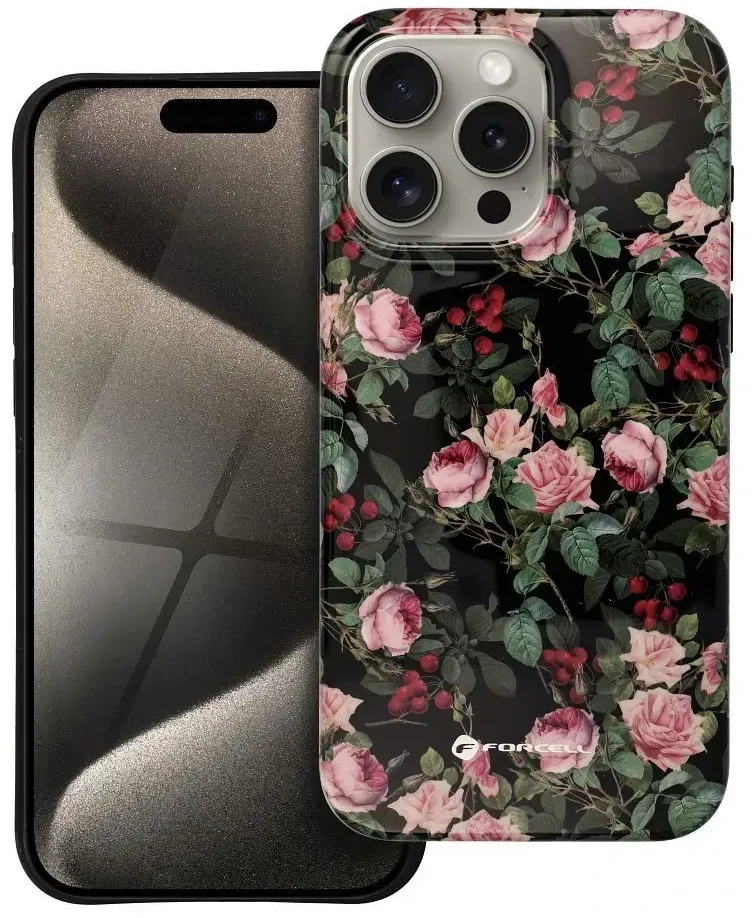 „iPhone 15 PRO MAX“ dėklas „Forcell F-Protect Mirage“, suderinamas su „Magsafe Military Drop-Test“, rožinis, dramatiškas