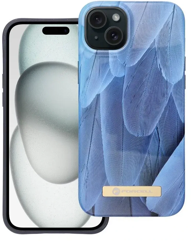 „iPhone 15 PLUS“ dėklas „Forcell F-Protect Mirage“, suderinamas su „Magsafe“ mėlynas bird
