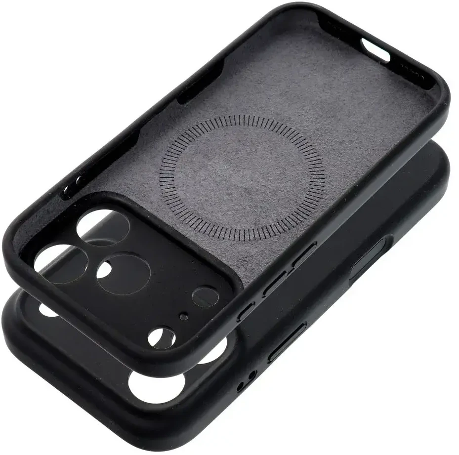 „iPhone 15 PRO“ dėklas „Forcell F-Protect Rubber Premium“, suderinamas su „MagSafe“ juodas