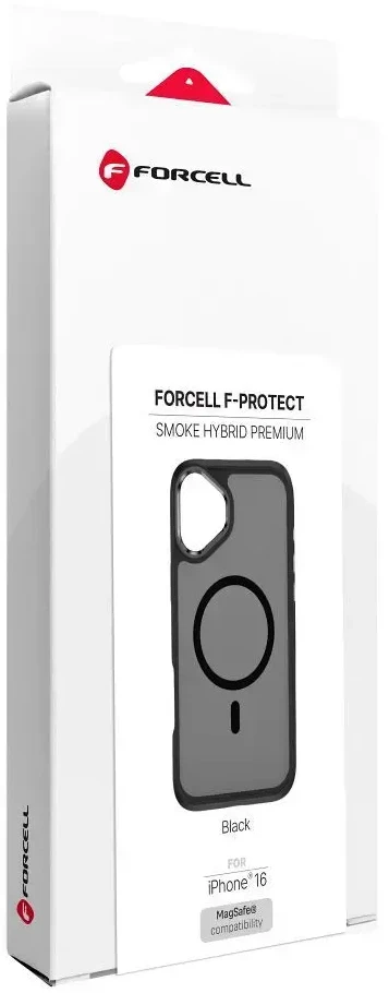 „iPhone 16 Forcell F-Protect Smoke Hybrid Premium“ dėklas, suderinamas su „MagSafe“ juodas