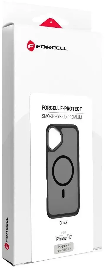 „iPhone 17 Forcell F-Protect Smoke Hybrid Premium“ dėklas, suderinamas su „MagSafe“ juodas