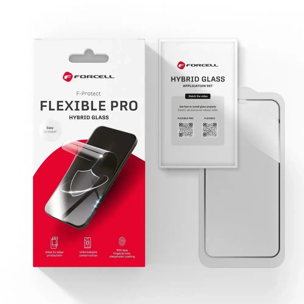 Hibridinis stiklas su „iPhone 16 Forcell Flexible Nano Glass“