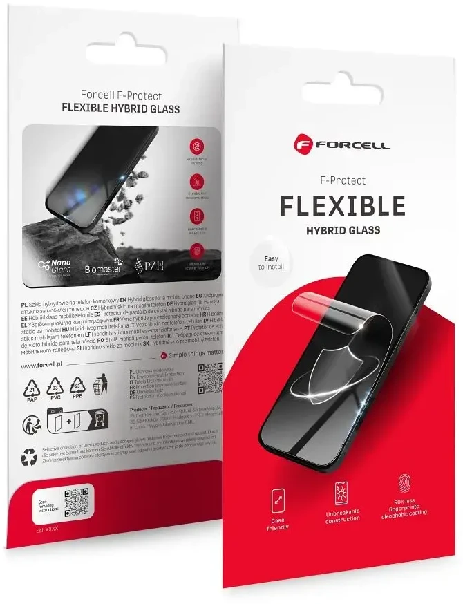 Hibridinis stiklas su „iPhone 16 Forcell Flexible Nano Glass“