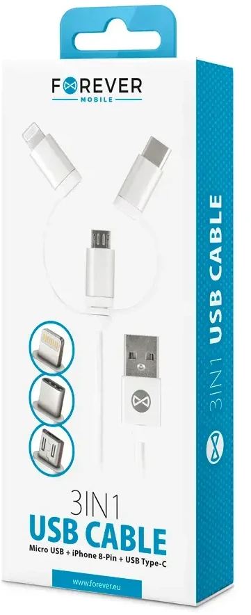 Forever 3in1 micro-USB+8PIN+type-C laidas