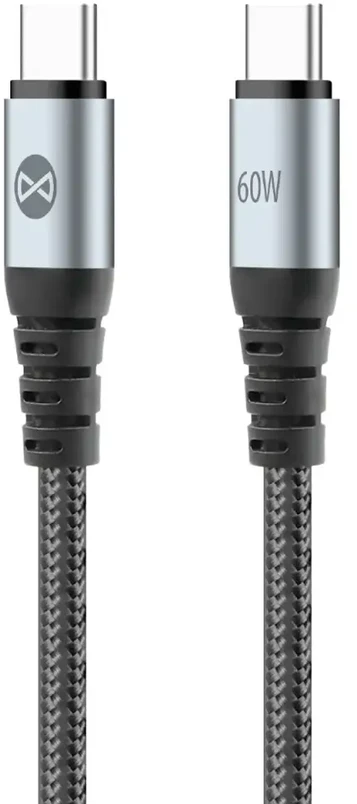 Forever Braix USB-C – USB-C laidas 1,0 m 60W juodas